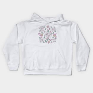 Assorted flowers and leaves on white background Kids Hoodie